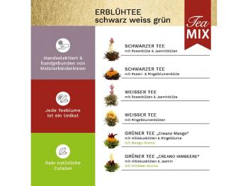 Teeblumen Mixed 6er Magnetbox | ErblühTee Schwarzer/Weißer und Grüner Tee